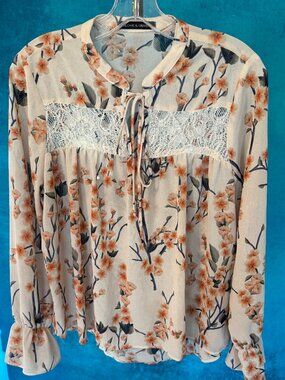 Harlowe & Graham Floral long sleeve top - medium